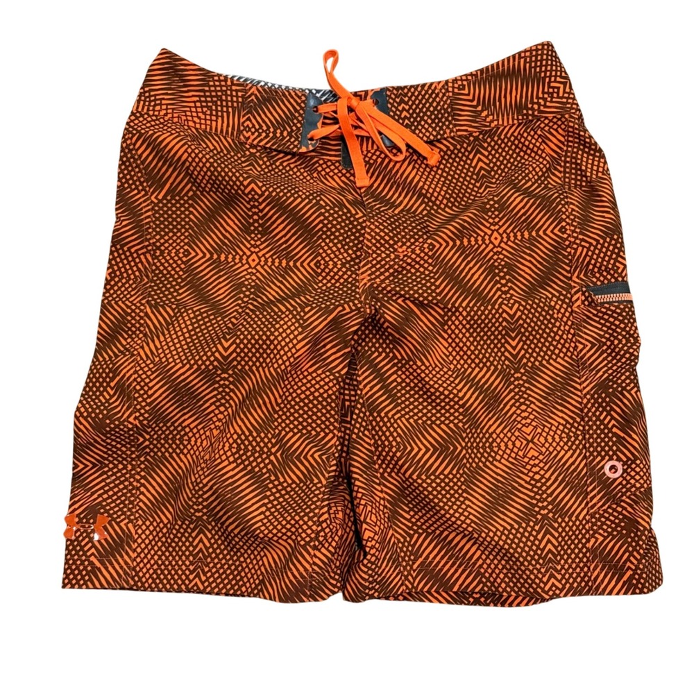 Under Armour Men's Board‎ Shorts Orange Geometric Print Size 30 Athletic Swim